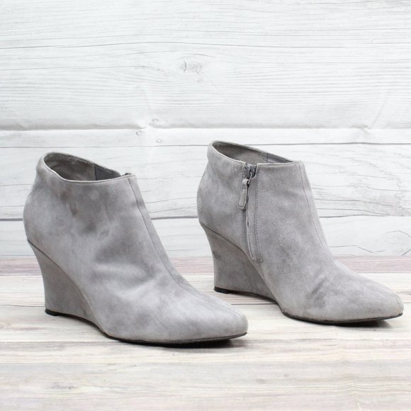 COLE HAAN Jordyn II Gray Suede Wedge Ankle Booties Size 8.5 B - Picture 3 of 9